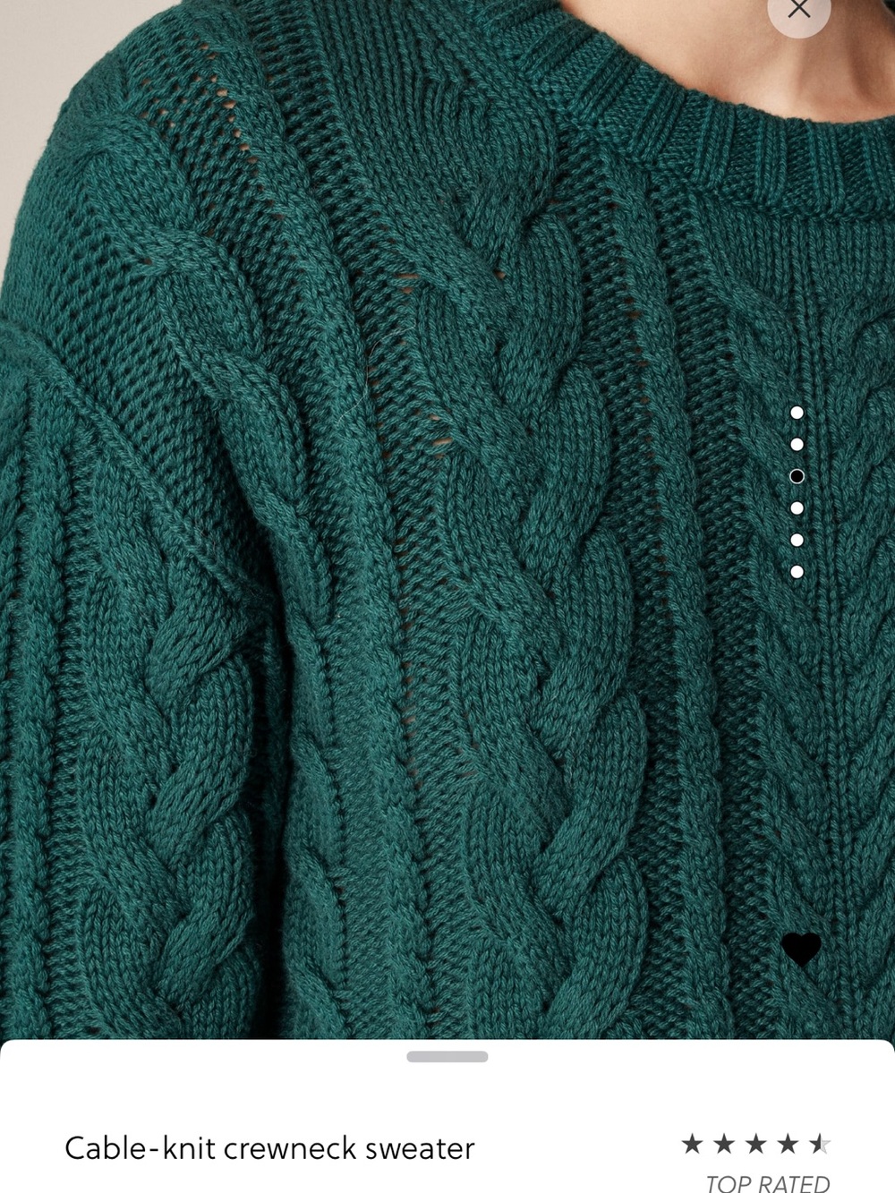 J crew Cable Knit Crewneck Sweater - Teal - Picture 8 of 12